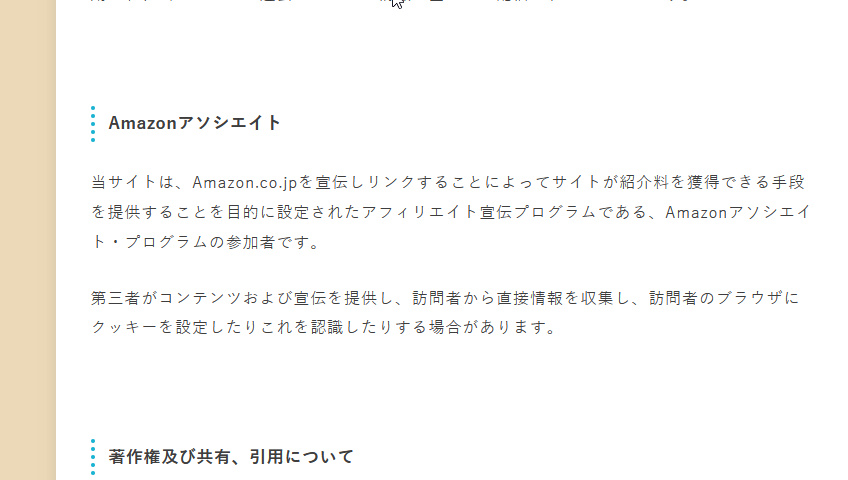 プライバシーポリシーを設置する　例